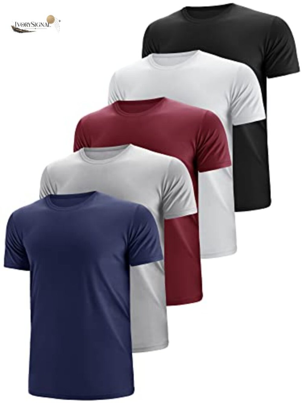 Quick Dry Running Athletic Crew Neck Tee Shirts 5 Pack Men's Active Polyester